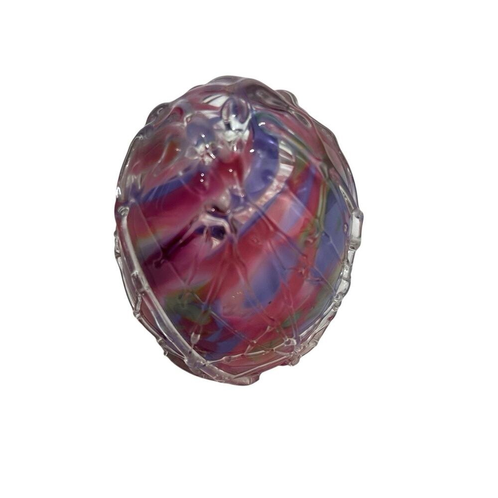 vintage bruce freund studio art glass signed pink swirl 1987
